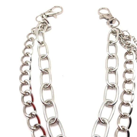 Triple Star Double Layer Pants Or Wallet Chain 13" Silver Tone - Picture 5 of 10
